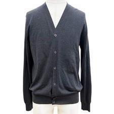 Excellent PRADA cardigan Dark gray Virgin wool mens 50 DNA959