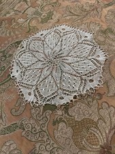 Stunning Vintage Hand-Crocheted Lace Doily - Intricate Floral Design - 14" x 13"