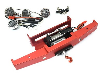 Alloy Machined Bumper w/ Winch & LED Lights for Tamiya Super Clod Buster