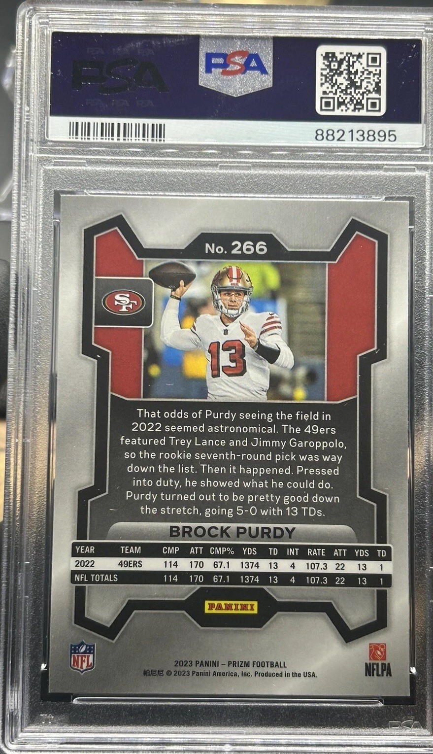 2023 Brock Purdy PSA 10 Silver Prizm + Base San Francisco 49ers 2nd Year Card view 5