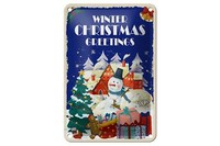 Blechschild Christmas Winter Greetings Geschenk Deko Schild 12X18 Cm