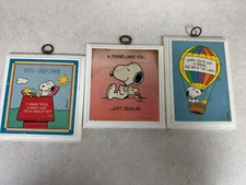 3 Snoopy Plaques "Keep Smiling", "A Friend" and "When You've Got a Friend" 1965