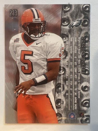 Donovan McNabb SYRACUSE 1999 Skybox Metal #213 Collegiate Rookie Card NFL RC - Picture 2 of 2