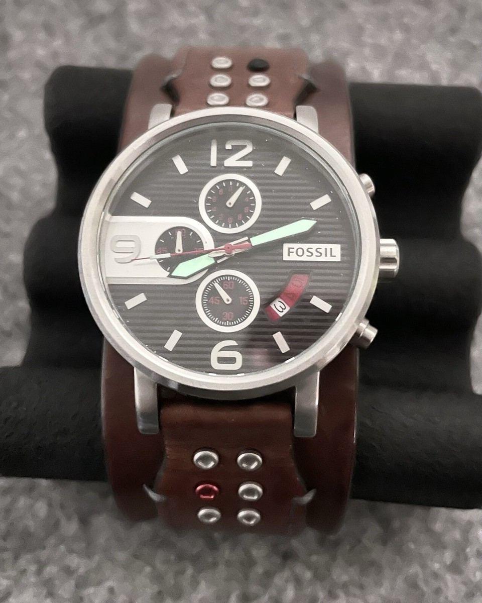 Fossil JR1150 Men's Silver Dial Brown Leather Analog Quartz
