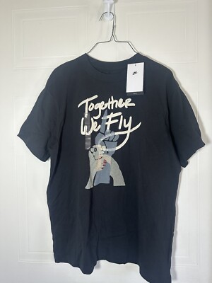 New Women's Nike Swoosh Fly Boyfriend T Shirt Size Med We Fly Together BLACK