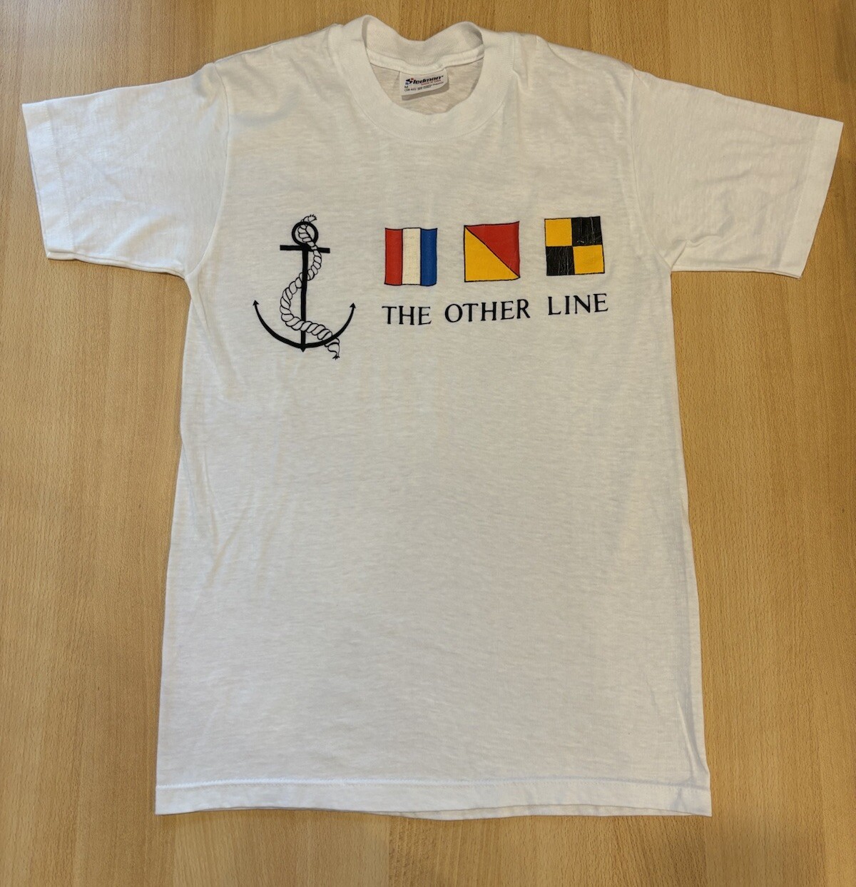 T shirt bianca punto singolo vintage "L'altra linea"