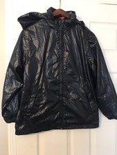 NWT GAP Kids Sz 10 L Hooded Zip Up Rain Lightweight Jacket Lined Dark Blue