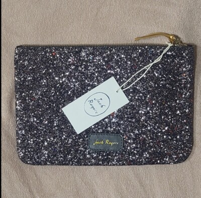Jack Rogers Sparkle Pouch Gray Multi Glam Party Wedding Clutch Glitter Metallic