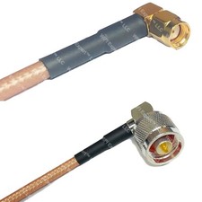 RG400 RP-SMA MALE ANGLE to N MALE ANGLE RF Cable FAST-SHIP LOT