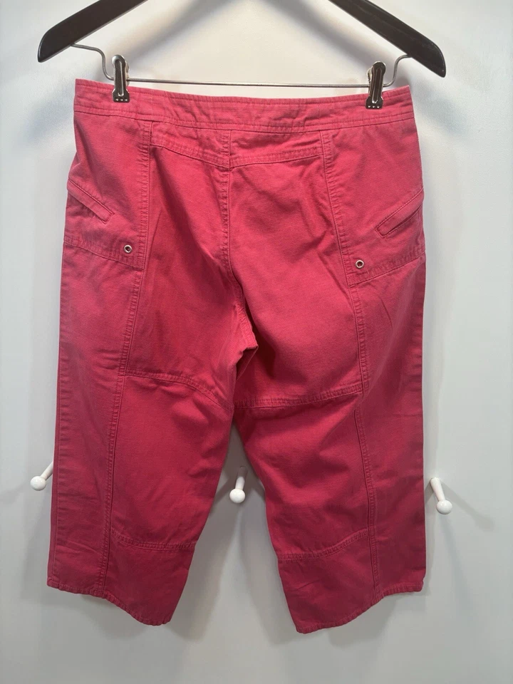 Capris GH Bass para mujer 4 capris con cordón frontal plano de algodón rosa/coral desteñido Foto 4 de 4