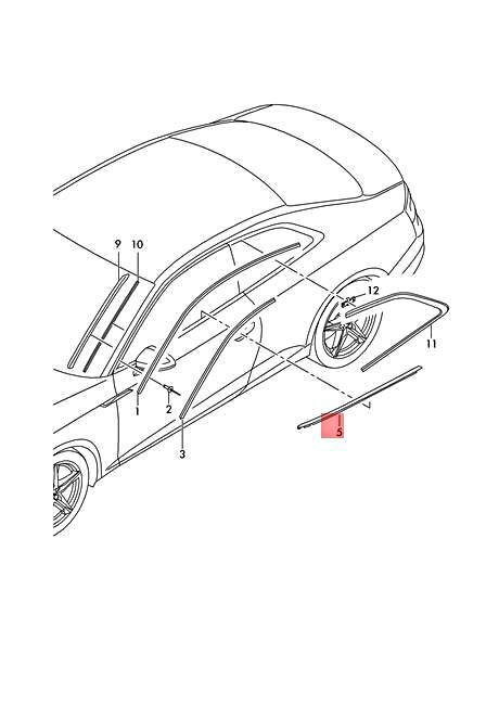 Genuine AUDI Window Slot Seal With Trim Strip Aluminium Matt 