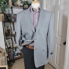 BACHRACH Men's Sport Coat Blazer Two Button Gray Striped Size 42L Made in ITALY
