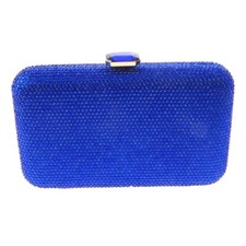 Gold Tone Fashion Satin Rhinestone Clutch Evening Bag TLX188-BLU
