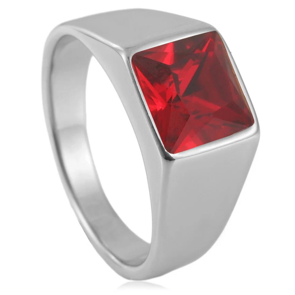 男式女式方形切割石印章戒指不锈钢鸡尾酒声明礼物 — 第 3/4 张图片