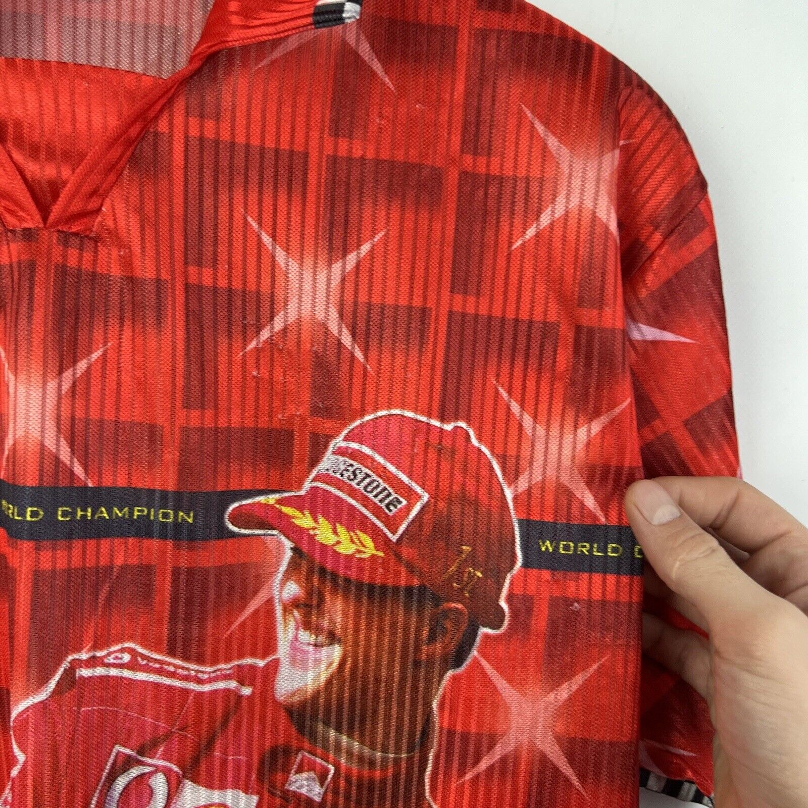 Michael Schumacher Polo The Champ Formula One M/L Red Ferrari Racing T  Shirt | eBay
