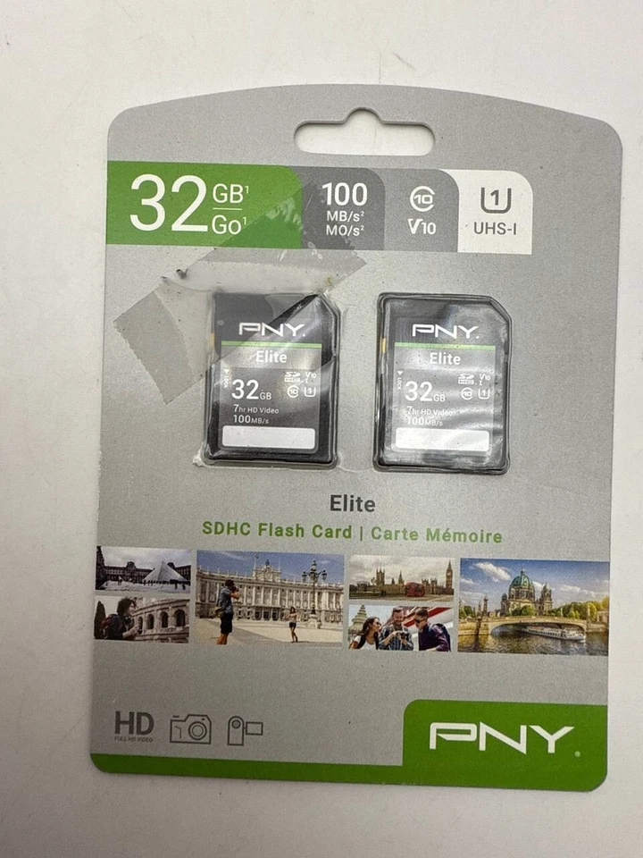 PNY Elite Class 10 U1 V10 SDHC Flash Memory Card 32GB UHS-I 100MBs 64gb 2 Pack - Image 3 of 4