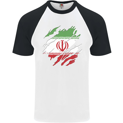 Torn Iran Flag Iranian Day Football Mens S/S Baseball T-Shirt
