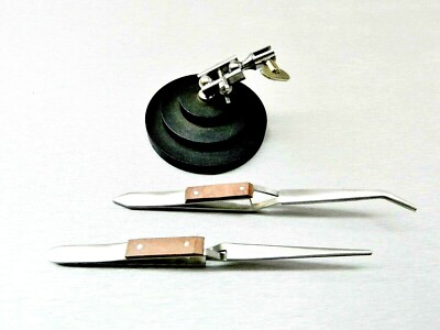 3rd Hand Jewelry Soldering Stand & 2 Fiber Grip Tweezers Locking Helping Hand