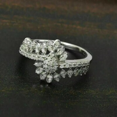2.00Ct Round Cut Simulated Diamond Women Engagement Ring 14K White Gold Finish