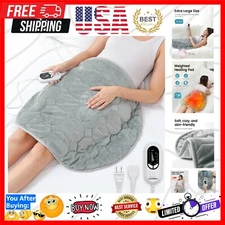 Heated Weighted Lap Blanket for Pain Relief - Adjustable Heat Settings
