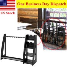 Wooden Gun Rack Standing Exhibiting Rack Hold up 10 Rifles  8 Pistols Floor