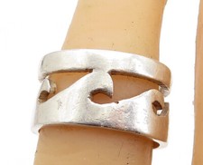 MEXICO 925 Silver Vintage Cutout Ocean Waves Design Band Ring Sz 7 RG6965