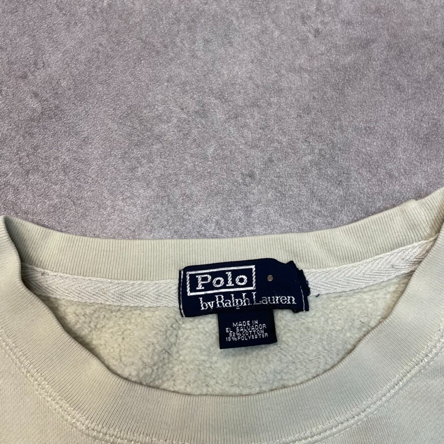 Ralph Lauren Polo Sweatshirt Mens Small Pony Crew Neck Jumper, Cream White 2XL image 8