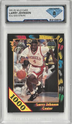 1991-92 Wild Card LARRY JOHNSON #24 RC Rookie 1000 Stripe   DSG 8 NM/Mint