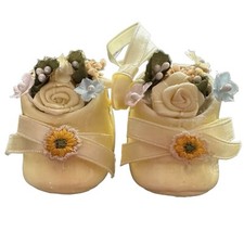 Porcelain Miniature Pair of Yellow Baby Shoes Ornament