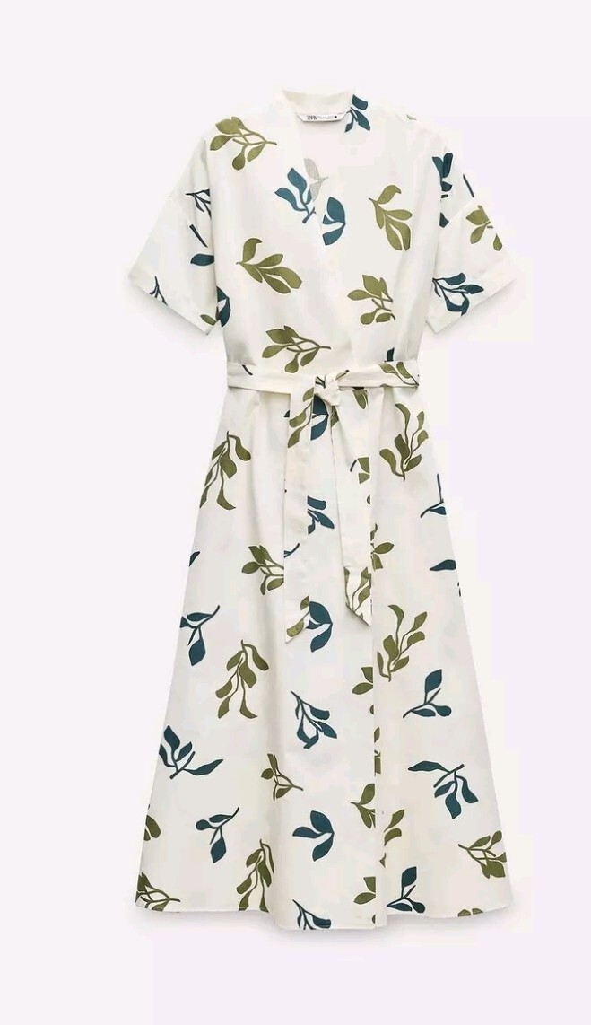 ZARA Sz S ZW COLLECTION SS24 WRAP NECKLINE MIDI PRINTED ZARA Sz S ZW COLLECTION SS24 WRAP NECKLINE MIDI PRINTED