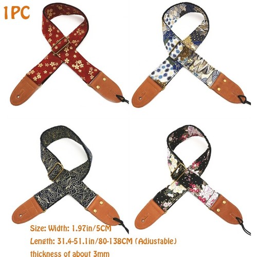 Japanese Guitar Strap for Acoustic Electric Guitars Parts Genuine Leather - Photo 1 sur 18