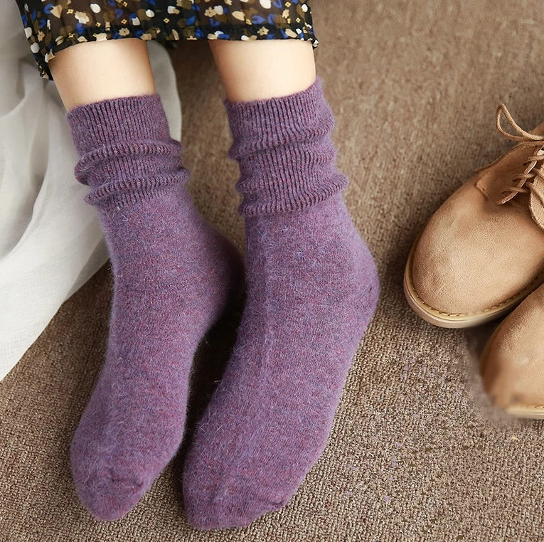 5 Pack Women Wool Angora Casual Solid Boot Warm Thick Crew Socks Fanshion Winter - Image 2 of 4