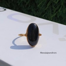 Natural Black Onyx Ring 18K Gold Plated Handmade Ring Women Designer Ring