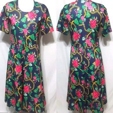Vintage Anthony Richards Floral Print Grandmacore Midi Dress Medium