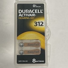 Duracell Activair Hearing Aid Batteries Size: 312 1 Pack of 8 cells 