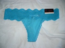 No Boundaries Women's Micro  Lace Thongs Solid Blue Size 3XL 10  NEW