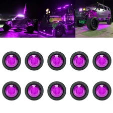 10X 3/4" LED Side Marker Lights Truck Trailer Round Purple Bullet Clearance Lamp