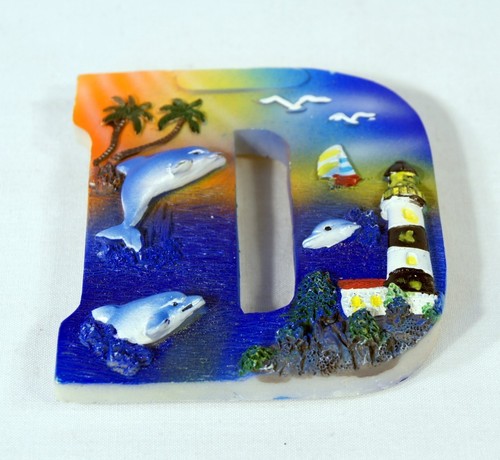 Hand Painted Alphabet Letter from A to Z Poly Stone Refrigerator Magnet 3.75" - Picture 14 of 58