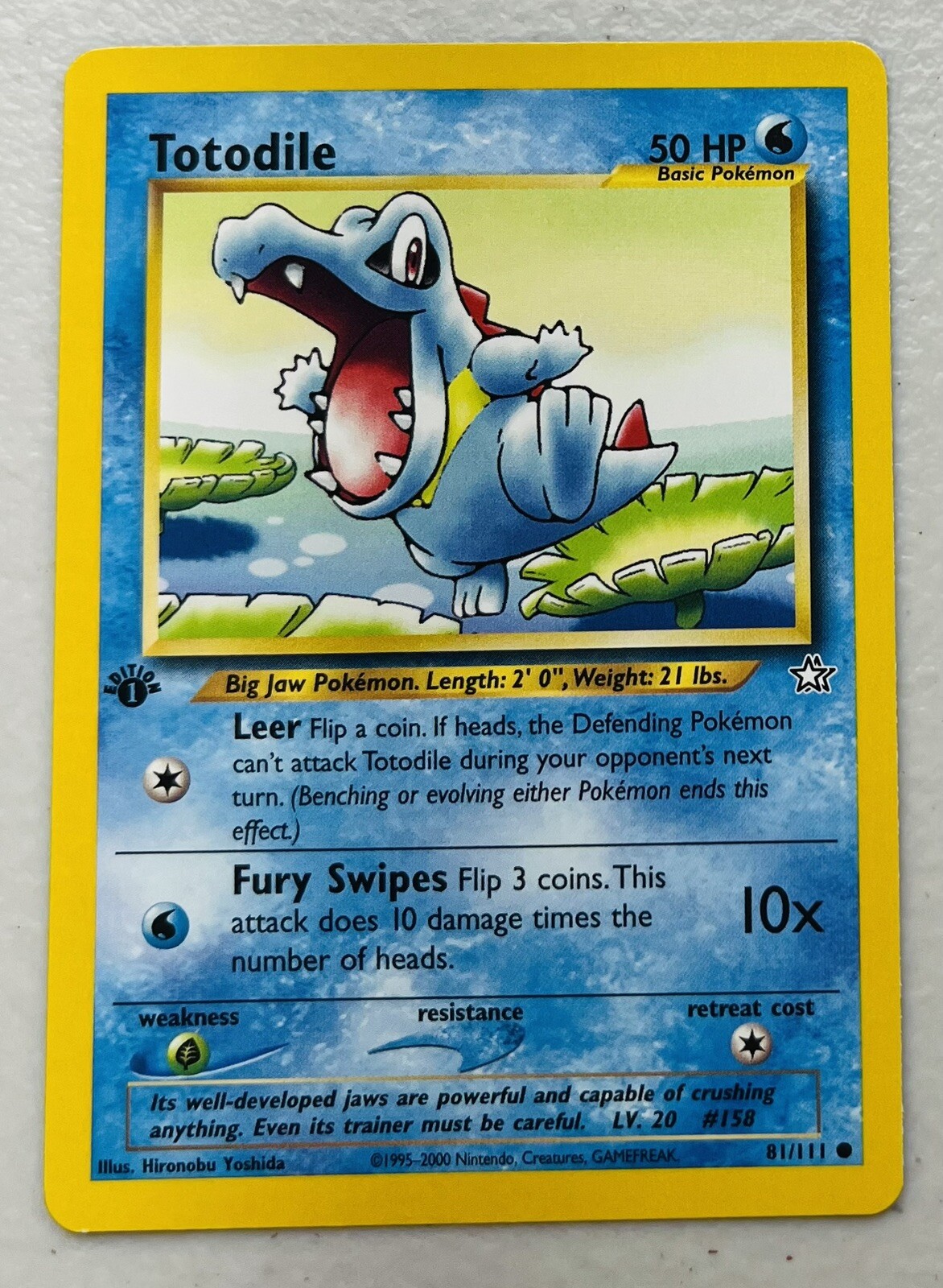 Totodile 81/111 1st Edition Neo Genesis Pokemon Card