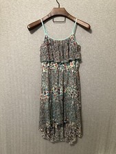 Love Reign Dress Ruffle Tiered Boho Lace Lined Hi Low Hem Spaghetti Strap Medium