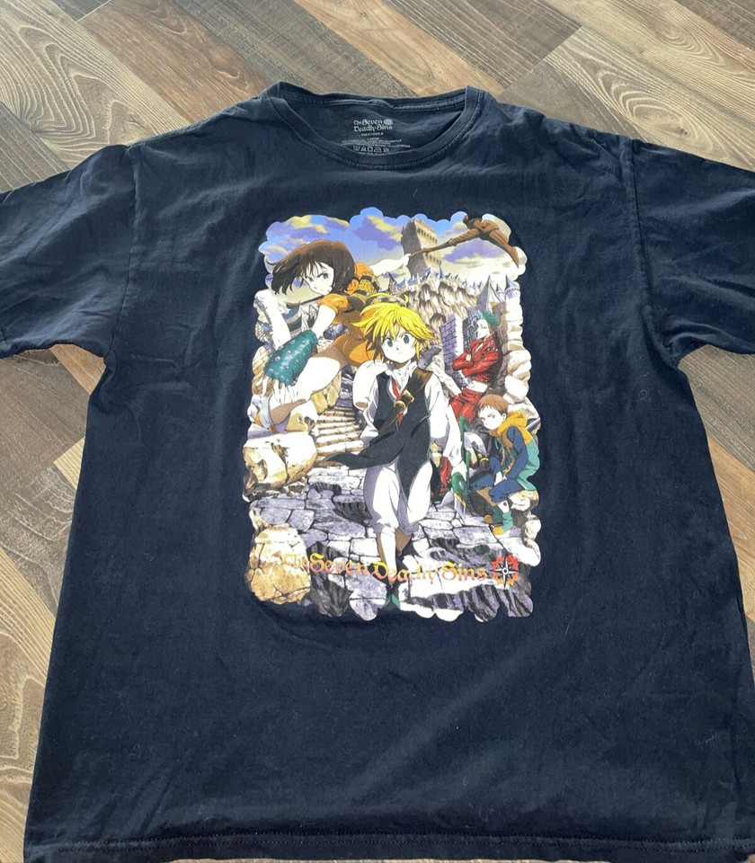The Seven Deadly Sins anime T-Shirt Black Size Large
