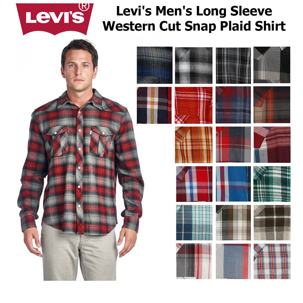 Levi's Men's Long Sleeve Western Cut Snap Plaid Shirt