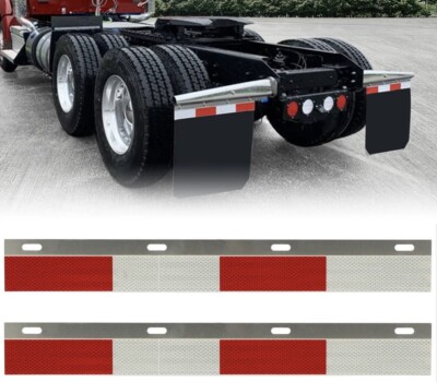 24'' x 3'' Aluminum Mud Flap Hanger Top Plates Reflector Truck 2PCS