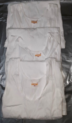 Men's Tank Top White Cotton Undershirts Wife Beater A-Shirt Lot of 3   (F7C2)