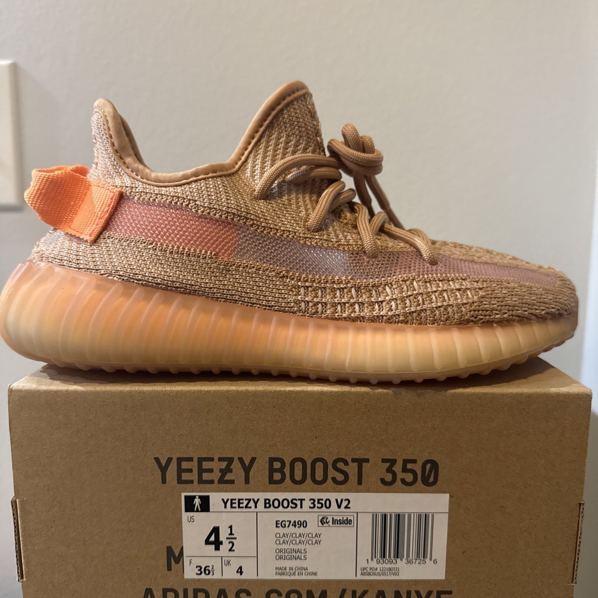 Adidas Yeezy Boost 350 V2 Clay - EG7490 - US Size 4.5 - Brand New