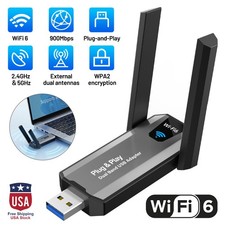 Wireless USB WiFi 6 Adapter, 802.11ax 900Mbps Dual Band 2.4G/5Ghz Network Dongle