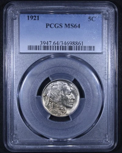 1921 Buffalo Nickel - 5c PCGS MS64 - Sharply Struck Coin!
