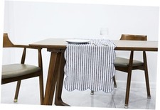 100% Linen Scalloped Embroidery Table Runner 60 Inches, Linen Table Runner 14 