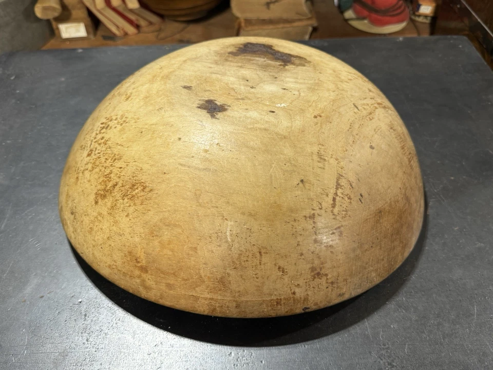 ANTIQUE LARGE 15 INCHES PRIMITIVE WOOD BOWL DOUGH Country Kitchen - Image 3 of 4