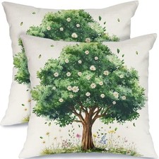 Spring Pillow Covers Set of 2, 18x18 Inch 18" x 18" Pack of 2 Spring-green